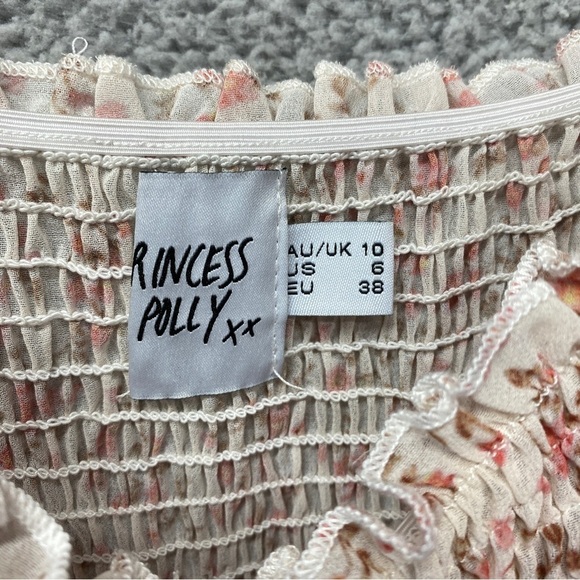 Princess Polly Smocked Puff Sleeve Azure Floral Mini Dress Sz 6 - Picture 7 of 9